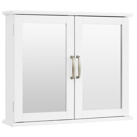 Costway 40987632 2-Tier Bathroom Wall-Mounted Mirror Storage Cabinet with Handles-White