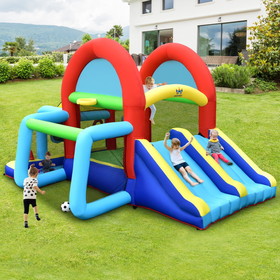 Costway 41093752 Inflatable Jumping Castle Bounce House with Dual Slides and 480W Blower