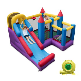 Costway 41265093 5-in-1 Inflatable Bounce House with 735W Blower and 50 Ocean Balls