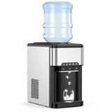 Costway 41952730 3-in-1 Water Cooler Dispenser with Built-in Ice Maker and 3 Temperature Settings-Silver