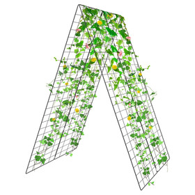 Costway 42375091 2 Pieces Foldable A-Frame Trellis Plant Supports with Twist Ties-Green