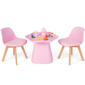 Costway 42678953 Wooden Kids Activity Table and Chairs Set with Padded Seat-Pink