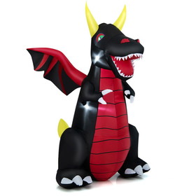 Costway 42687195 8 Feet Halloween Inflatable Fire Dragon  Decoration with LED Lights