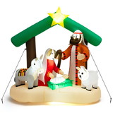 Costway 42903817 6.7 Feet Christmas Inflatable Nativity Scene with LED Lights