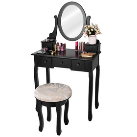 Costway 43028176 Vanity Makeup Table Set Bedroom Furniture with Padded Stool