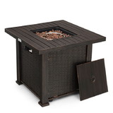 Costway 43297586 30 Inch 50000 BTU Square Propane Gas Fire Pit Table with Table Cover