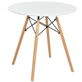 Costway 43625870 Round Modern Dining Table with Solid Wooden Leg-White