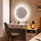 Costway 43689721 24 Inch Round Wall Mirror with 3-Color LED Lights and Smart Touch Button