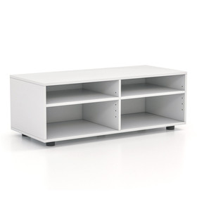 Costway 43817596 4-Cube TV Stand for TV up to 45 Inch with 5 Positions Adjustable Shelves-White