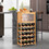 Costway 43905176 20-Bottle Freestanding Bamboo Wine Rack Cabinet with Display Shelf and Glass Hanger-Natural