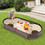Costway 45196327 Sandbox with Built-in Corner Seat and Bottom Liner-Brown