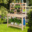 Costway 45237819 Large Garden Potting Bench Table with Display Rack and Hidden Sink-Natural
