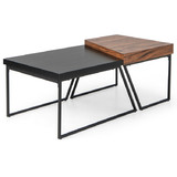 Costway 45923768 Coffee Table Set of 2 with Powder Coated Metal Legs-Black