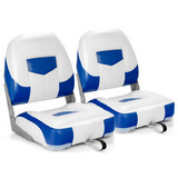 Costway 46107928 Set of 2 Folding Low Back Fishing Boat Seat with Stainless Steel Screws-Blue