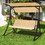 Costway 46187320 3-Seat Outdoor Porch Swing with Adjustable Canopy and Padded Cushions-Beige