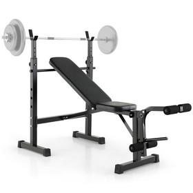 Costway 46218597 Adjustable Weight Bench and Barbell Rack Set with Weight Plate Post