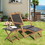 Costway 46238195 2 Pieces Patio Rattan Folding Lounge Chair with Acacia Wood Table