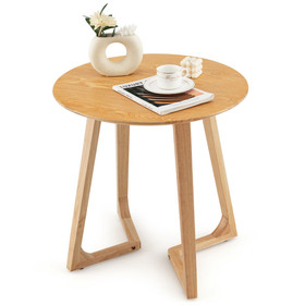 Costway 46792851 24 Inch Round End Table with Adjustable Foot Pads Natural