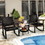 Costway 47253098 3 Pieces Patio Rattan Furniture Set with Coffee Table and Rocking Chairs