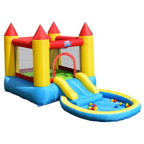 Costway 48130795 Kids Inflatable Bounce House Castle with Balls Pool and Bag