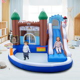 Costway 48237195 6-in-1 Winter Theme Snowman Inflatable Castle with Slide and Trampoline without Blower