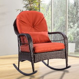 Costway 48637925 Outdoor Wicker Rocking Chair w/ Cushion