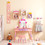 Costway 48673529 Kids Princess Vanity Table and Stool Set with Drawer and Mirror-Pink
