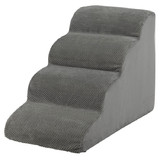 Costway 48965372 4-Tier Foam Non-Slip Dog Steps with Washable Zippered Cover-Gray