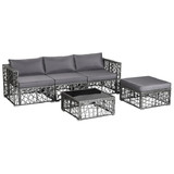 Costway 49013285 5 Pieces Patio PE Rattan Wicker Sofa Furniture Set-Gray