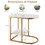 Costway 49152360 C-shaped Side Table with Faux Marble Tabletop and Golden Steel Frame-White