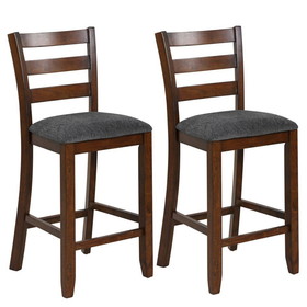 Costway 49207136 2 Pieces Counter Height Chairs with Fabric Seat and Rubber Wood Legs