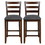 Costway 49207136 2 Pieces Counter Height Chairs with Fabric Seat and Rubber Wood Legs