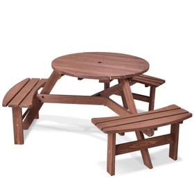 Costway 49318072 6-Person Patio Wood Picnic Table Beer Bench Set