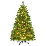 Costway 49327568 4.5 Feet Pre-lit Hinged Christmas Tree with 300 LED Lights