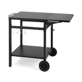 Costway 49368715 Movable Outdoor Grill Cart with Folding Tabletop and Hooks-Black
