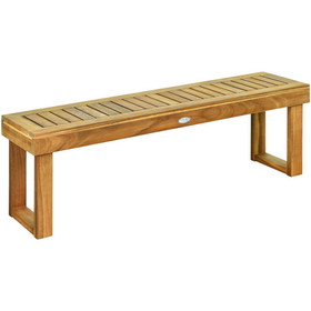 Costway 50489271 52 Inch Acacia Wood Dining Bench with Slatted Seat