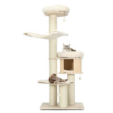 Costway 50698173 4-Layer 68.5-Inch Wooden Cat Tree Condo Activity Tower with Sisal Posts-Natural