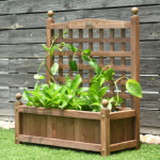 Costway 50739642 Solid Wood Planter Box with Trellis Weather-resistant Outdoor