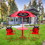 Costway 50741683 Kids Patio Folding Table and Chairs Set Beetle with Umbrella