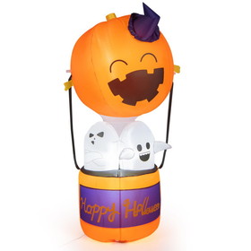Costway 50947216 6 Feet Halloween Inflatable Pumpkin Hot Air Balloon Ghost Yard Decor