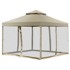 Costway 50978413 Outdoor 2-Tier 10 Feet x 10 Feet Screw-free Structure Shelter Gazebo Canopy