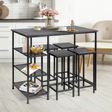 Costway 51243786 Industrial Dining Bar Pub Table with Metal Frame and Storage Shelves