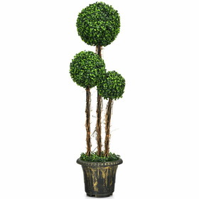 Costway 51460397 4 Feet Artificial UV Resistant Topiary Triple Ball Tree Plant