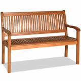 Costway 51746382 Two Person Solid Wood Garden Bench with Curved Backrest and Wide Armrest
