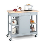 Costway 52364871 Mobile Kitchen Island Cart with 4 Open Shelves and 2 Drawers