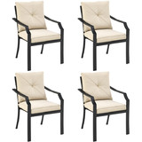 Costway 53194780 4 Pieces Outdoor Dining Set with Removable Cushions and Rustproof Steel Frame