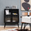 Costway 53840962 Kitchen Sideboard Buffet with Open Cubby and 2 Glass Doors-Black