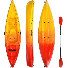 Costway 53921486 Single Sit-on-Top Kayak with Detachable Aluminum Paddle-Yellow