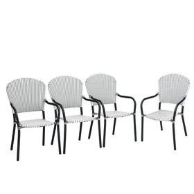 Costway 54276390 Set of 4 Patio Rattan Stackable Dining Chair with  Armrest for Garden-White