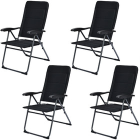 Costway 54329718 Set of 4 Patio Folding Chairs with Adjustable Backrest-Black